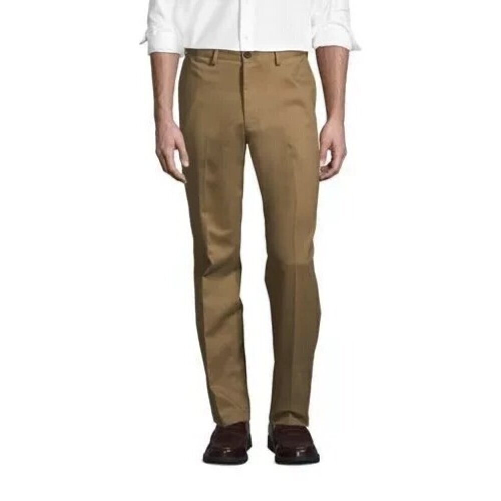 NWOT Lands' End Men's Size 40 Golden Oak Brown Straight Chino Pants *Self hem*